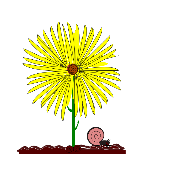 SVG Image of yellow flower and a snail