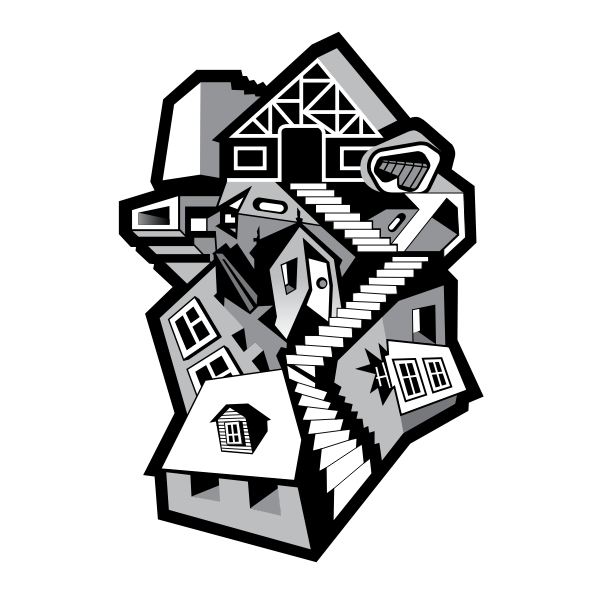 SVG Impossible town vector drawing