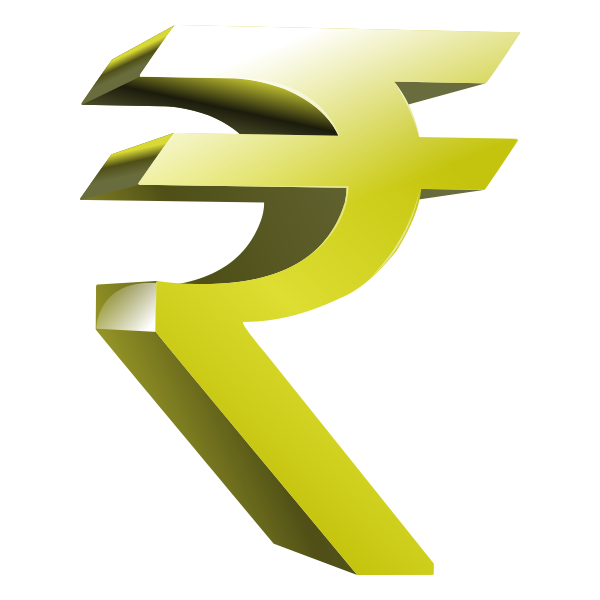 SVG Indian currency symbol in golden color vector clip art