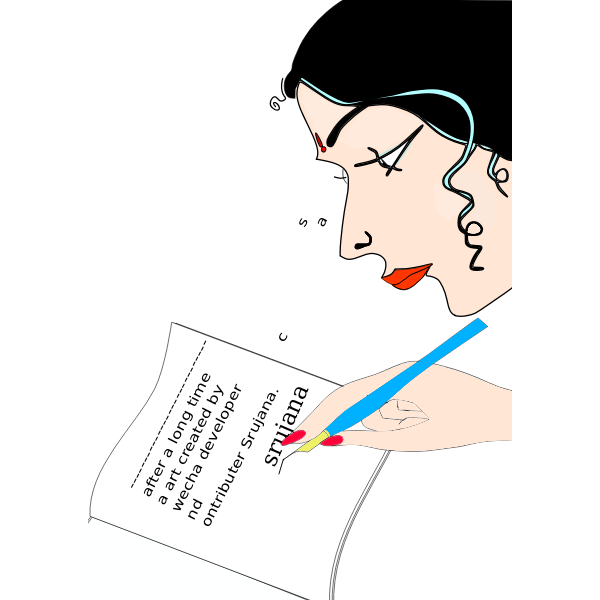 SVG Indian lady writing in diary vector graphics