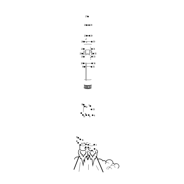 SVG ISS rocket launcher connect the dots vector drawing