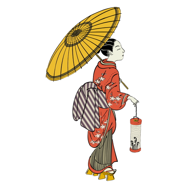 SVG Japanese girl with lantern vector image