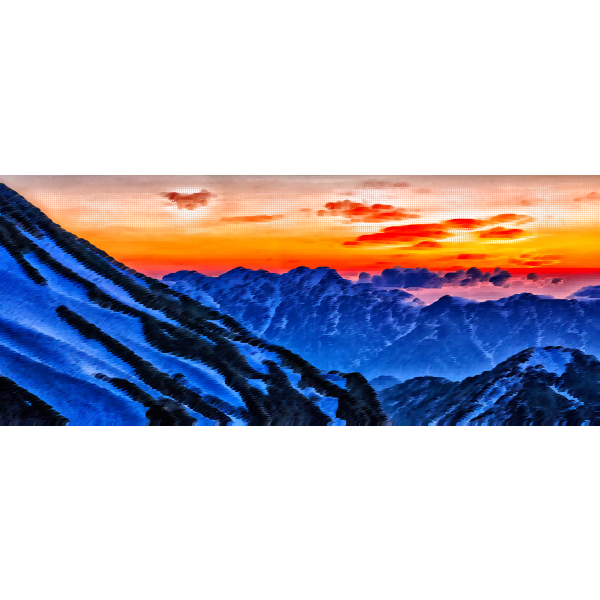 SVG Japanese mountains in sunset