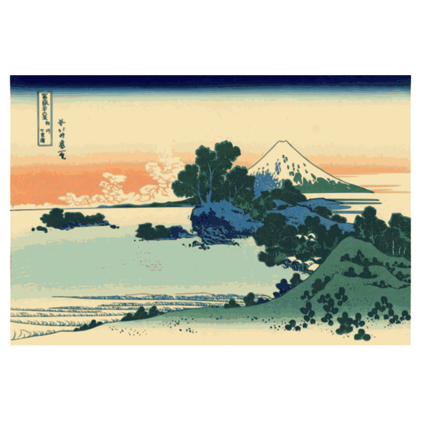 SVG Japanese painting of Shichiri Beach in Sagam vector illustration