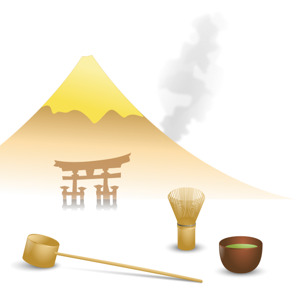 SVG Japanese tea scene vector drawing