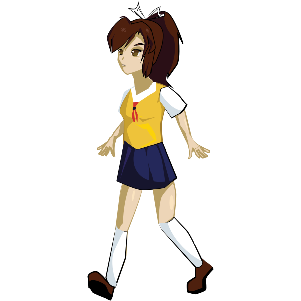 SVG Japanese teen walking
