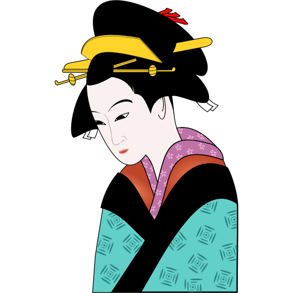 SVG Japanese woman in blue kimono vector image