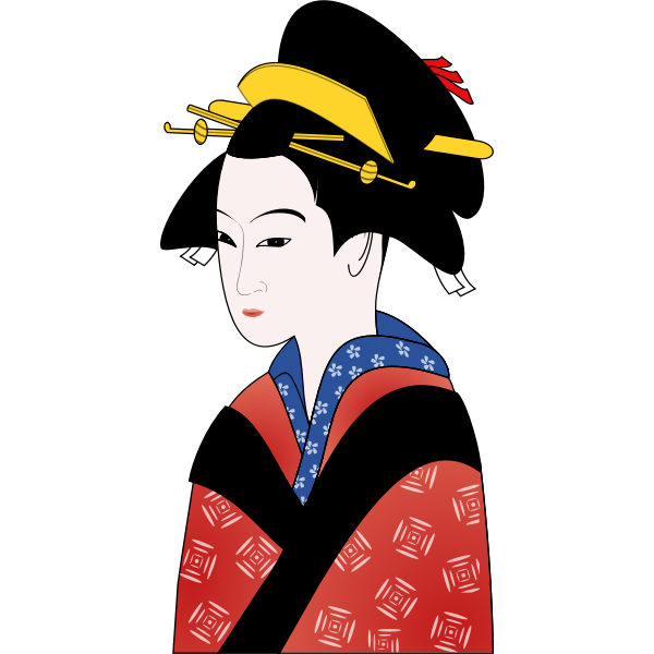 SVG Japanese woman in red kimono vector graphics