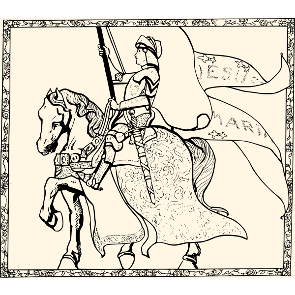 SVG Joan of Arc portrait vector illustration