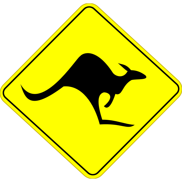 SVG Kangaroo on road caution sign vector graphics