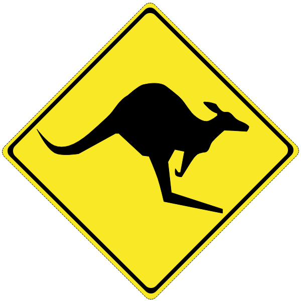 SVG Kangaroo on road caution sign vector image