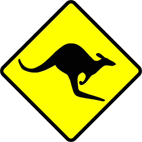SVG Kangaroo on road caution sign vector image