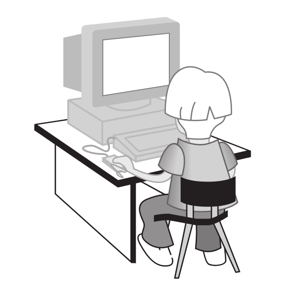 SVG Kid at computer table vector illustration