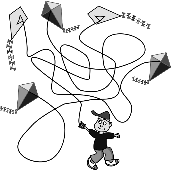 SVG Kid with a kite cartoon art