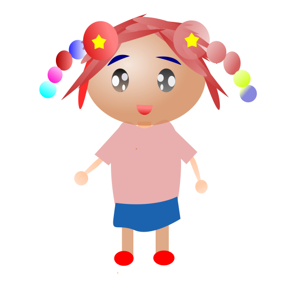 SVG Kid with colorful pigtails