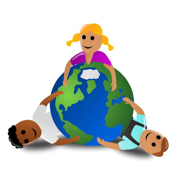 SVG Kids around the globe colorful image
