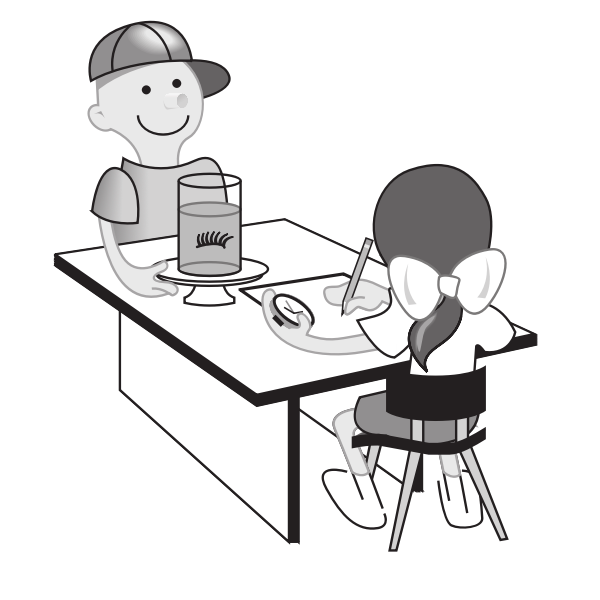 SVG Kids experimenting at table vector illustration