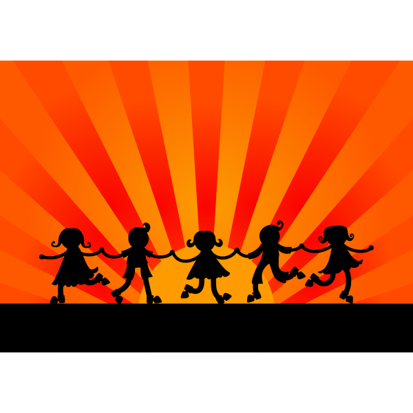 SVG Kids in sunset