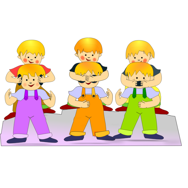 SVG Kids playing by hiding eyes vector clip art