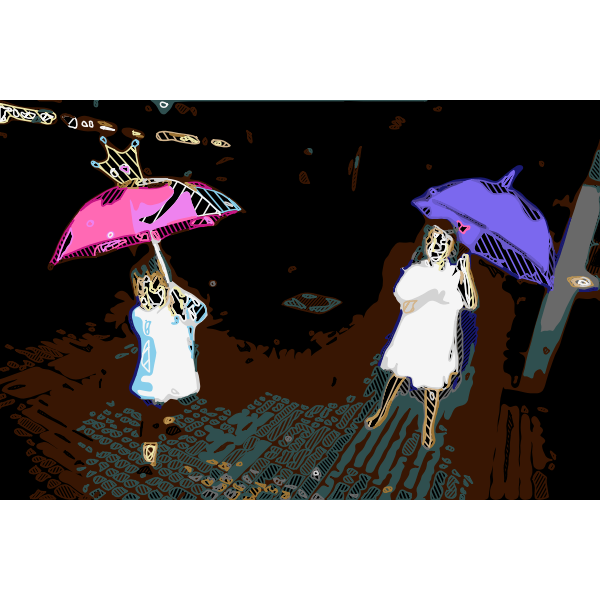 SVG Kids with umbrellas