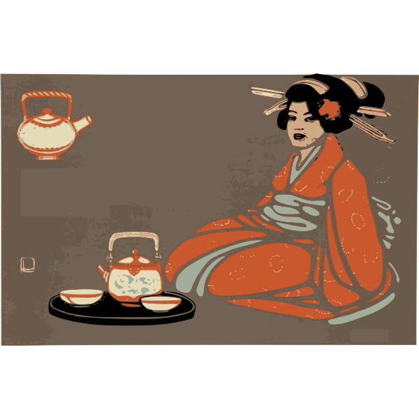 SVG kimono lady tea
