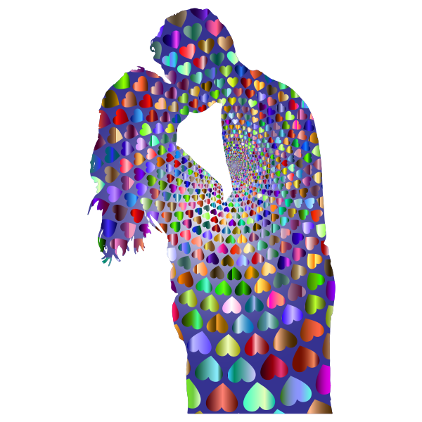 SVG Kissing Couple Hearts Variation 6