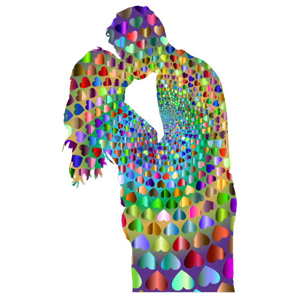 SVG Kissing Couple Hearts Variation 7