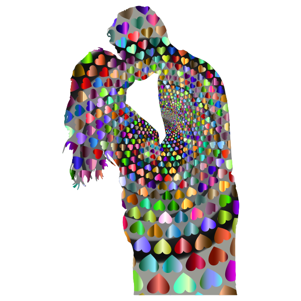 SVG Kissing Couple Hearts Variation 9