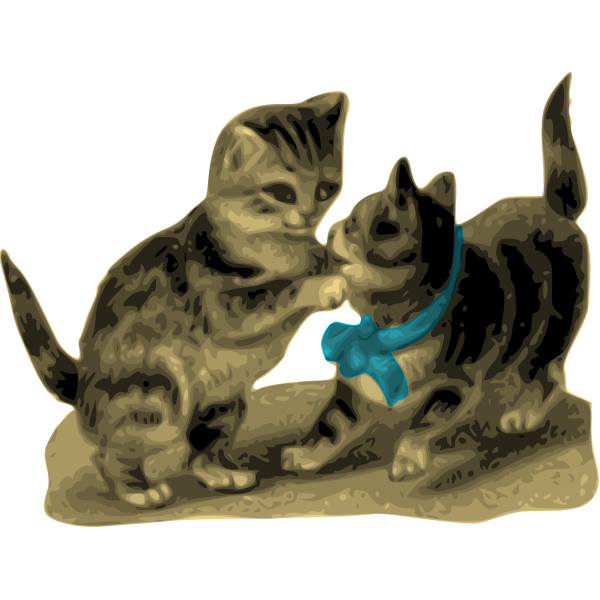 SVG Kittens One with Blue Ribbon