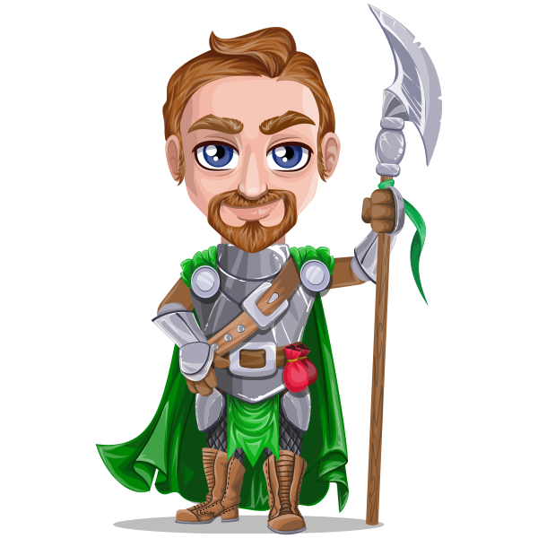 SVG Knight warrior in armor holding battle-axe