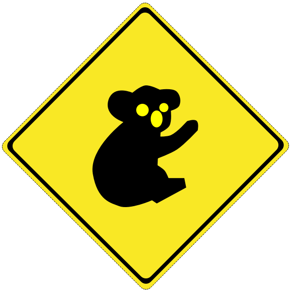 SVG Koalas on the road vector road sign