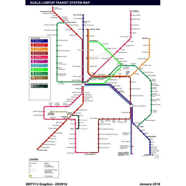 SVG Kuala Lumpur Rail Transit Map