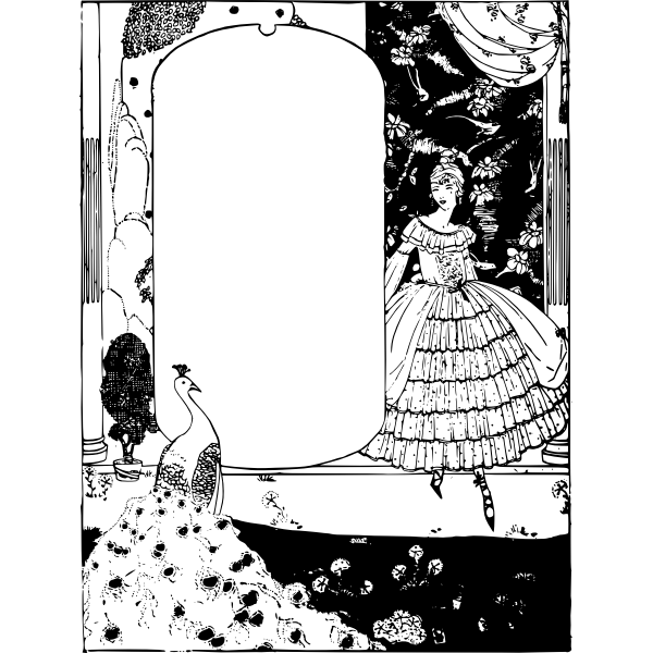 SVG Lady and peacock frame