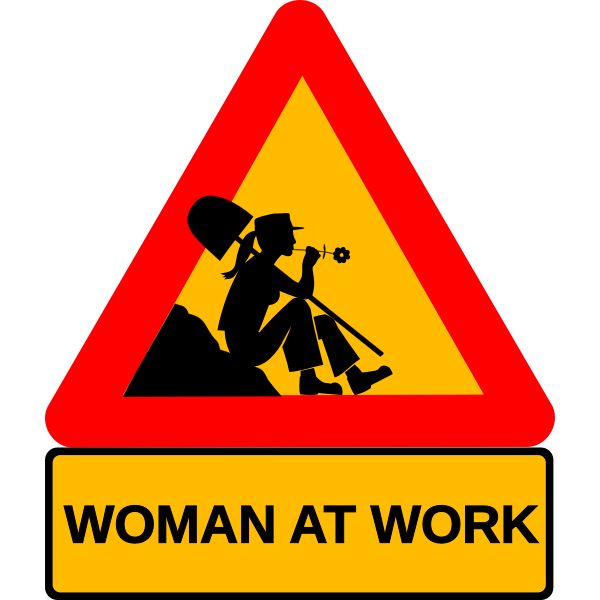 SVG Lady at work signpost