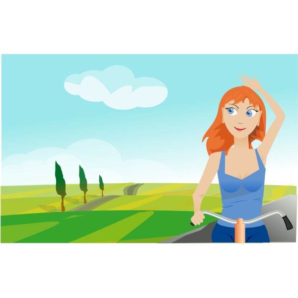 SVG Lady cycling in spring