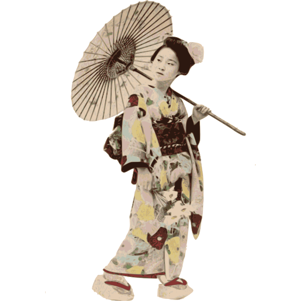 SVG Lady in kimono under sun umbrella vector image