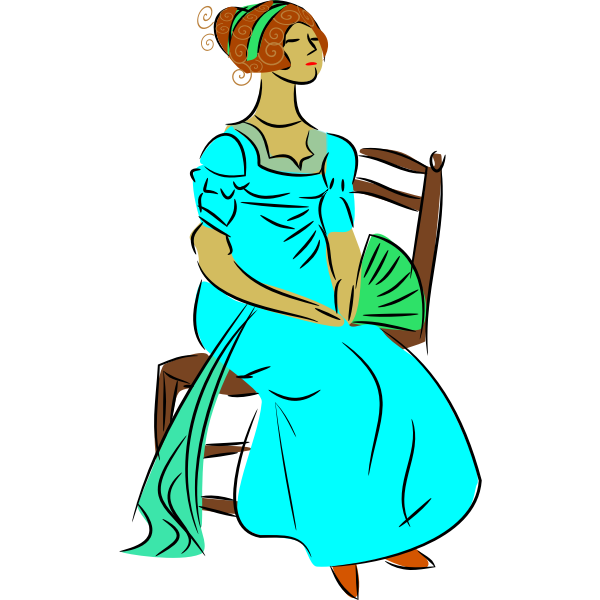 SVG Lady sitting with fan vector clip art