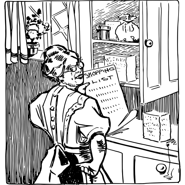SVG Lady with a shopping list