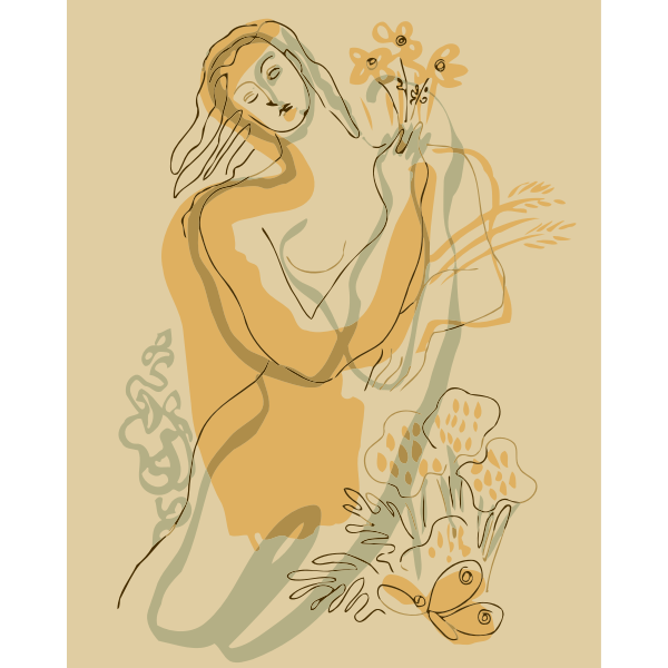 SVG Lady with flowers vector image