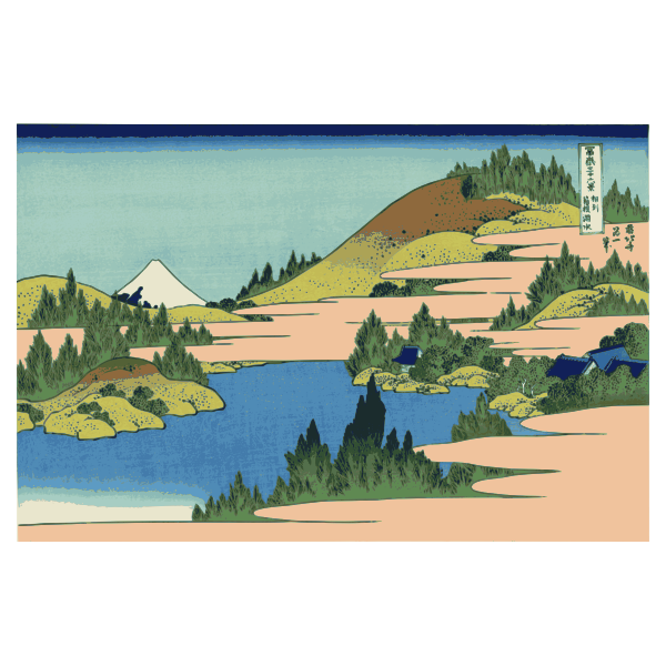 SVG Lake of Hakone in Sagami Province Canvas vector image