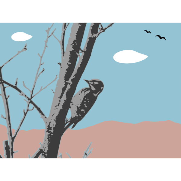 SVG Landscape with woodpecker