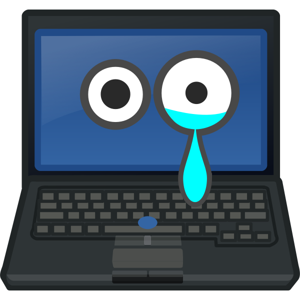 SVG Laptop crying eye contact on screen vector clip art