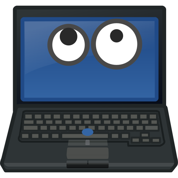 SVG Laptop crying eyes looking up contact on screen vector graphics