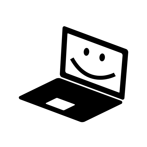 SVG Laptop icon with a smile on the screen vector clip art