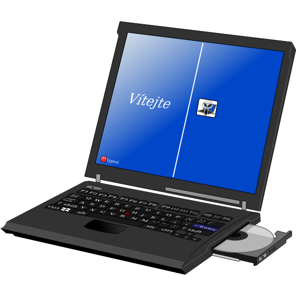 SVG Laptop with disc drive vector drawing