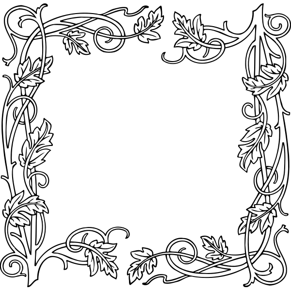 SVG Leafy frame in black and white