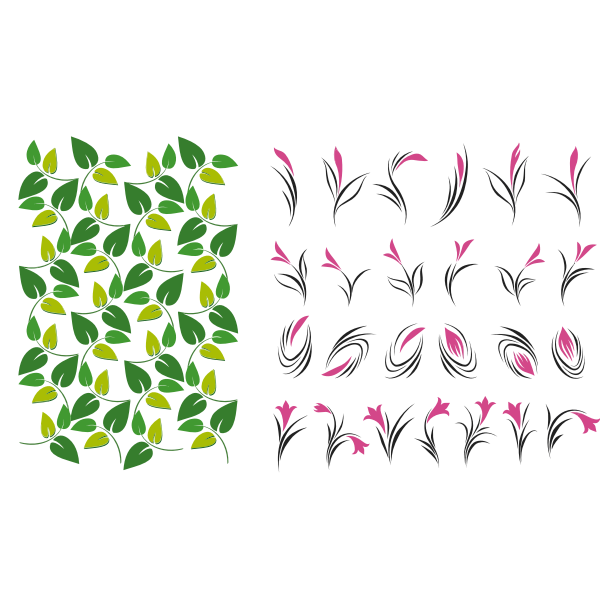 SVG Leaves and flowers pattern selection vector image