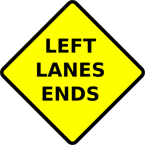 SVG Left lane ends caution sign vector image