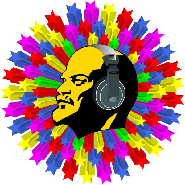 SVG Lenin listening to disco music vector illustration
