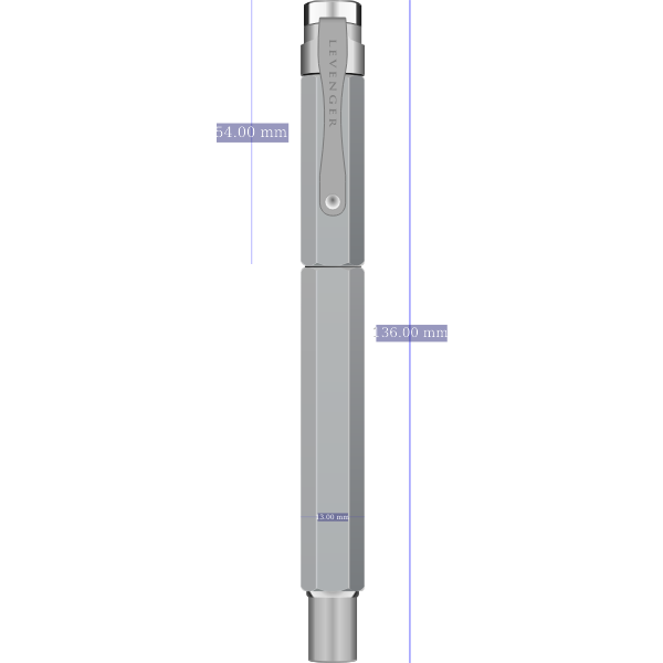 SVG Levenger L-Tech 30 fountain pen chrome with dimensions